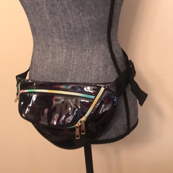 Handbags - Shiny black vinyl fanny pack